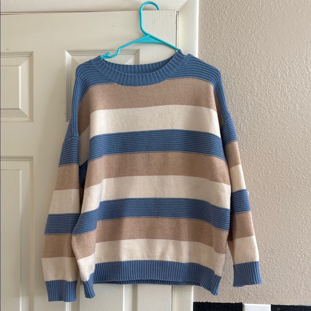 Striped Blue and Tan Sweater